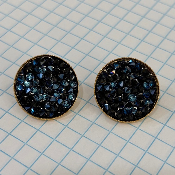 Blue Crystal Stud Earrings - Picture 1 of 3